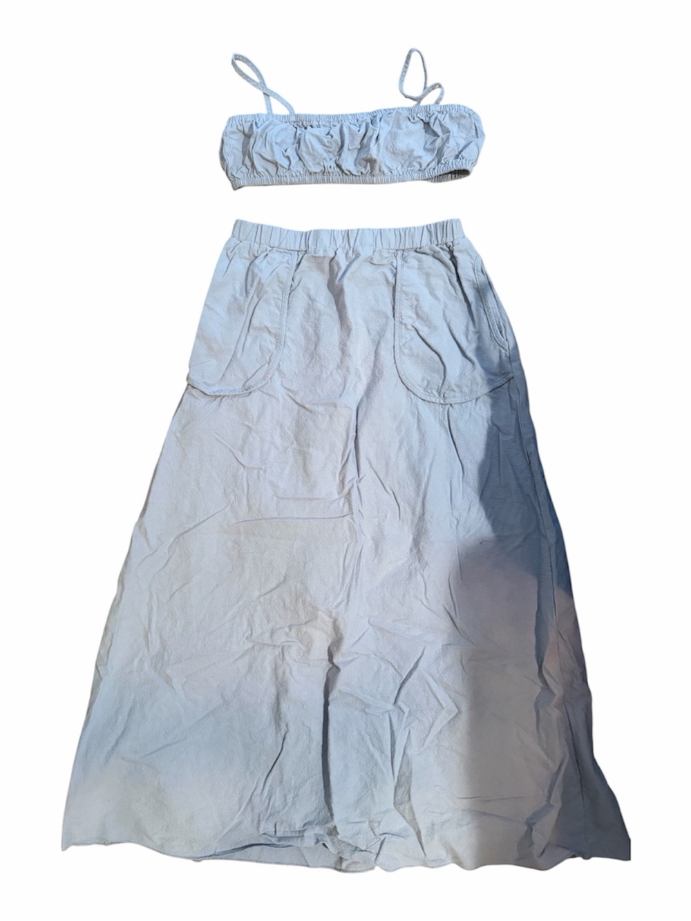 SHEIN Light Blue Elastic Waist Maxi Skirt Set